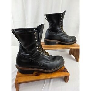 Red Wing Work Lthr Boots Vintage 2218 Men 14D Black Vibram Lace Up Made in USA!